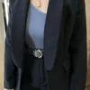 Blazer Feminino Manga Longa Alfaiataria com Ombreira Preto - Fernanda Ramos Store