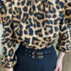 Blusa Crepe Feminina Manga Longa Animal Print - Fernanda Ramos Store