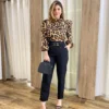 Blusa Crepe Feminina Manga Longa Animal Print - Fernanda Ramos Store