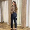 Blusa Crepe Feminina Manga Longa Animal Print - Fernanda Ramos Store