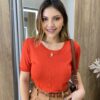 Blusa Feminina Manga Curta Elisa Modal Coral - Fernanda Ramos Store