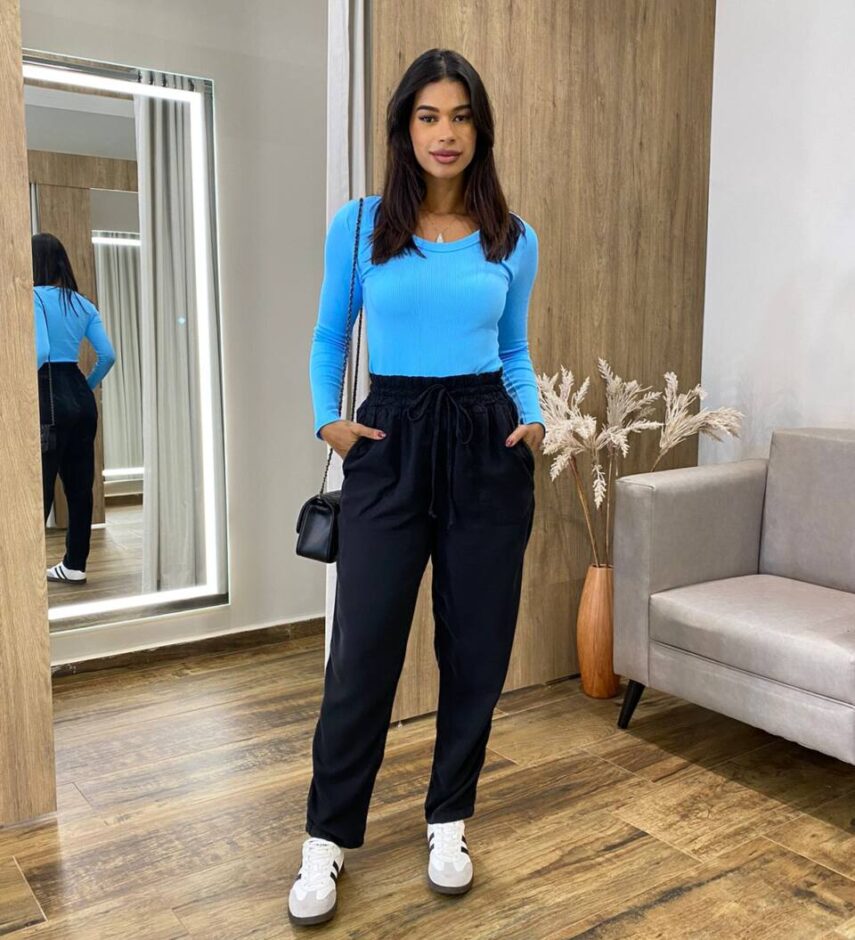 Blusa Feminina Manga Longa Beatriz Microfibra Azul - Fernanda Ramos Store