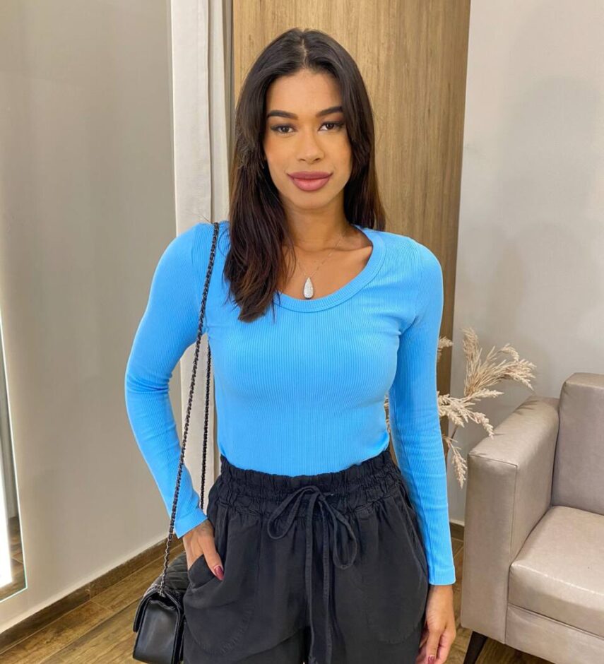 Blusa Feminina Manga Longa Beatriz Microfibra Azul - Fernanda Ramos Store