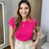 Blusa Feminina Mirella Manga Curta Modal Pink - Fernanda Ramos Store