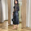 Body Feminino Bia sem Bojo Tule Manga Longa Preto com Aplicações - Fernanda Ramos Store