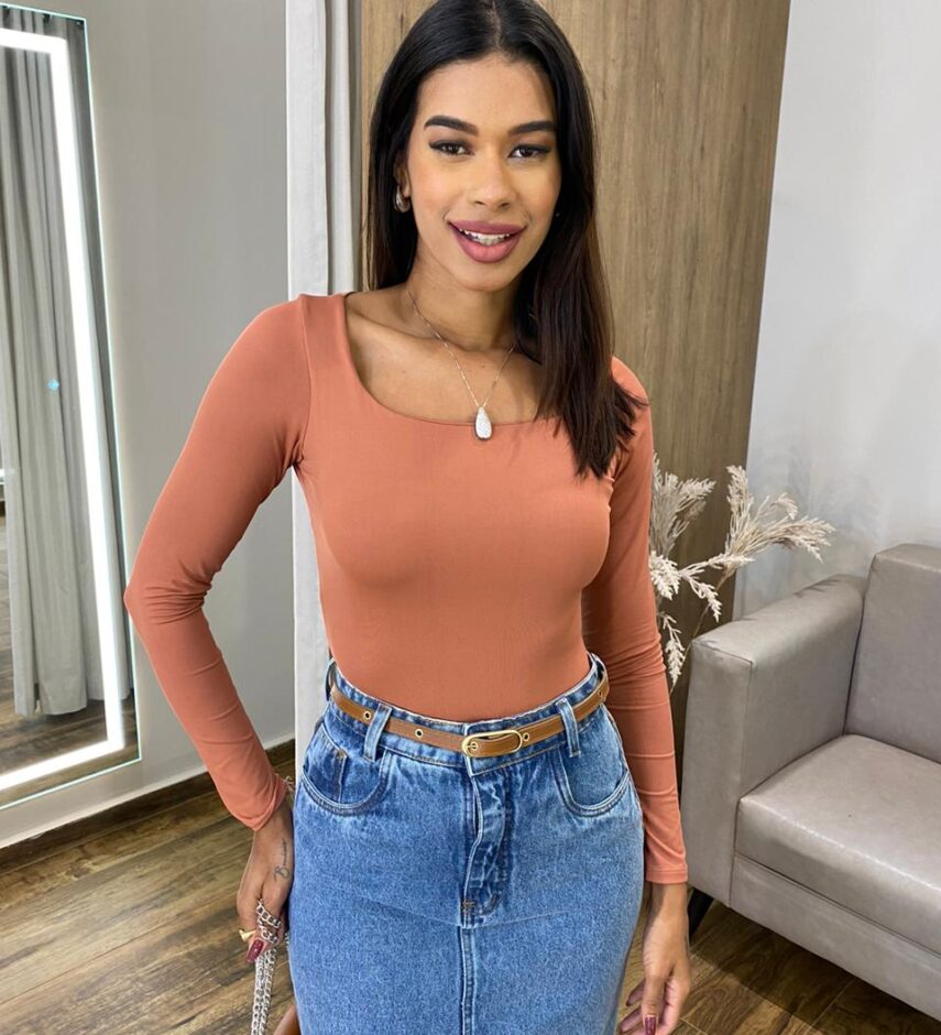 Body Feminino Manga Longa Emilly sem Bojo Terra - Fernanda Ramos Store