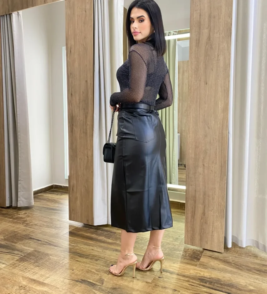 Body Feminino Manga Longa sem Bojo Lurex Preto com Fio Prata - Fernanda Ramos Store