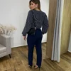 Calça Feminina Alfaiataria Aurora Azul Marinho com Bolsos - Fernanda Ramos Store