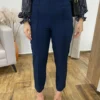 Calça Feminina Alfaiataria Aurora Azul Marinho com Bolsos - Fernanda Ramos Store