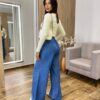 Calça Feminina Pantalona Ayla com Elástico Jeans - Fernanda Ramos Store