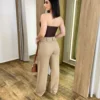 Calça Feminina Pantalona Bia Viscolinho Caqui - Fernanda Ramos Store