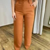 Calça Feminina Pantalona Bia Viscolinho Terracota - Fernanda Ramos Store