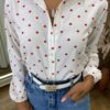 Camisa Feminina Jade Manga Longa Branca Estampada com Corações - Fernanda Ramos Store