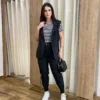 Colete Feminino Raquel com Bolsos Falsos Preto - Fernanda Ramos Store