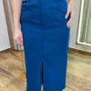 Conjunto Feminino Ana Cropped sem Bojo e Saia Longa Azul Petróleo - Fernanda Ramos Store