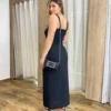 Conjunto Feminino Ana Cropped sem Bojo e Saia Longa Preto - Fernanda Ramos Store