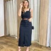 Conjunto Feminino Ana Cropped sem Bojo e Saia Longa Preto - Fernanda Ramos Store