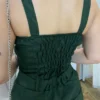 Conjunto Feminino Ana Cropped sem Bojo e Saia Longa Verde Militar - Fernanda Ramos Store