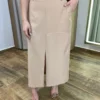 Conjunto Feminino Bege Cropped sem Bojo e Saia Longa com Fenda - Fernanda Ramos Store