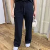 Conjunto Feminino Moletinho Ana Calça Pantalona e Cropped Preto - Fernanda Ramos Store