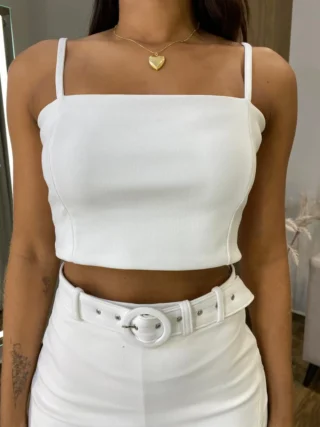 Cropped Feminino Elisa sem Bojo Poliamida Branco - Fernanda Ramos Store