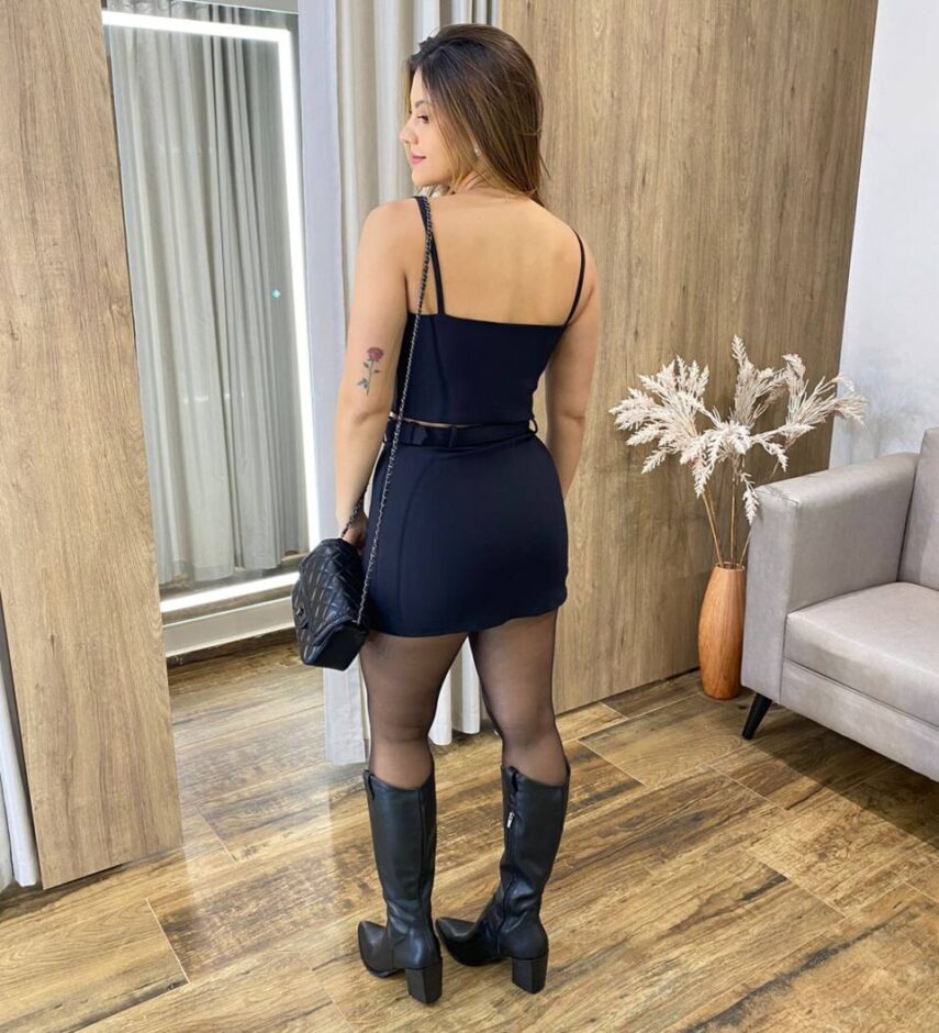 Cropped Feminino Elisa sem Bojo Poliamida Preto - Fernanda Ramos Store
