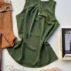 Regata Feminina Crepe Antonella Verde Militar - Fernanda Ramos Store