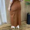 Saia Feminina Midi Juliana com Fenda Marrom - Fernanda Ramos Store