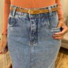 Saia Midi Feminina Suzy com Cinto Jeans - Fernanda Ramos Store