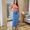 Saia Midi Feminina Suzy com Cinto Jeans - Fernanda Ramos Store