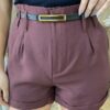 Short Feminino Alfaiataria Lara Marrom com Cinto - Fernanda Ramos Store