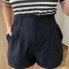 Short Feminino Alfaiataria Lara Preto com Cinto - Fernanda Ramos Store