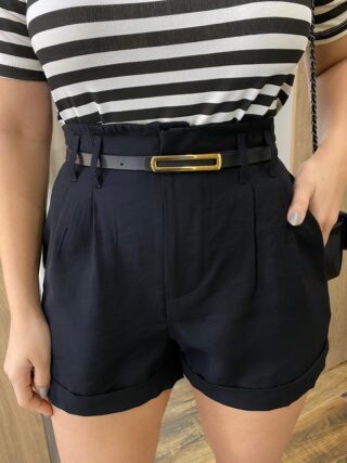 Short Feminino Alfaiataria Lara Preto com Cinto - Fernanda Ramos Store