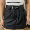 Short Saia Feminino Ana Couro Eco com Cinto Preto - Fernanda Ramos Store