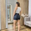 Short Saia Feminino Ana Couro Eco com Cinto Preto - Fernanda Ramos Store