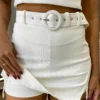 Short Saia Feminino Suzy Poliamida com Cinto Branco - Fernanda Ramos Store