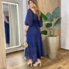 Vestido Longo com Detalhe Transpassado sem Bojo Azul Marinho - Fernanda Ramos Store