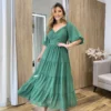 Vestido Longo com Detalhe Transpassado sem Bojo Verde Militar - Fernanda Ramos Store