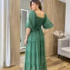 Vestido Longo com Detalhe Transpassado sem Bojo Verde Militar - Fernanda Ramos Store