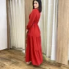 Vestido Longo Pérola sem Bojo Manga Longa Vermelho - Fernanda Ramos Store