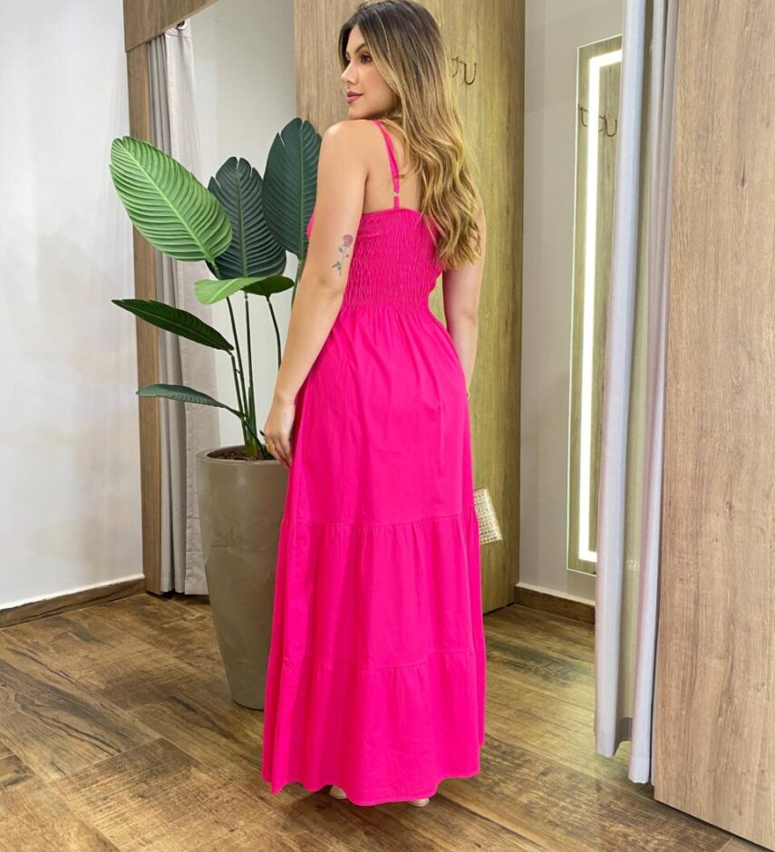 Vestido Midi Isabella com Bojo e Alça Regulável Pink - Fernanda Ramos Store