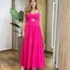 Vestido Midi Isabella com Bojo e Alça Regulável Pink - Fernanda Ramos Store