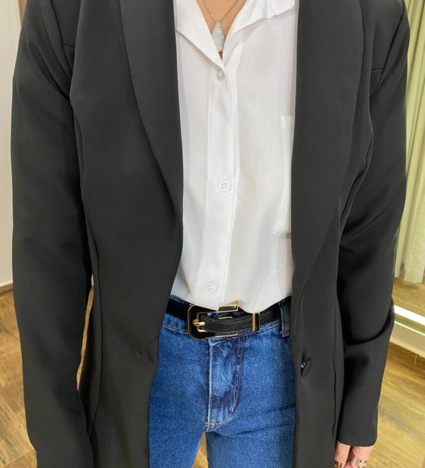 Blazer Feminino Manga Longa Alfaiataria Catarina Preto - Fernanda Ramos Store