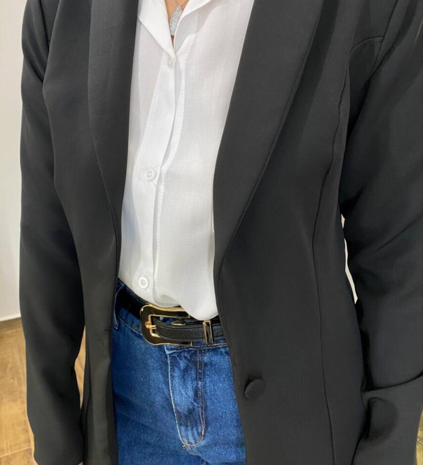 Blazer Feminino Manga Longa Alfaiataria Catarina Preto - Fernanda Ramos Store