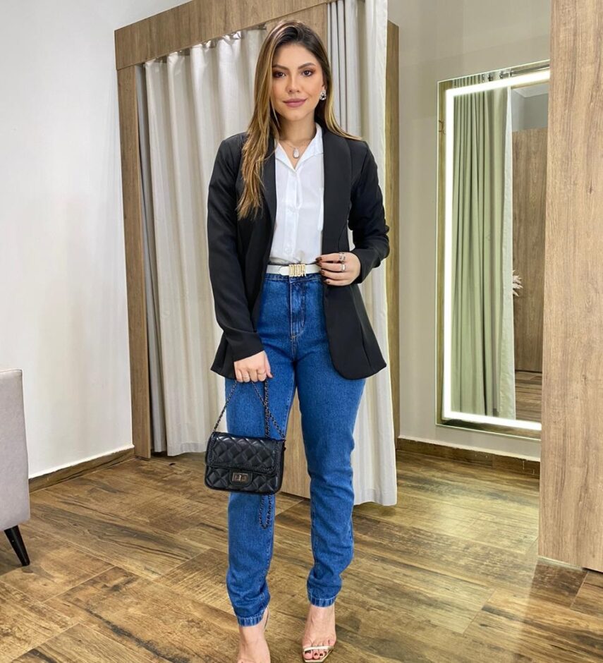 Blazer Feminino Manga Longa Alfaiataria Catarina Preto - Fernanda Ramos Store