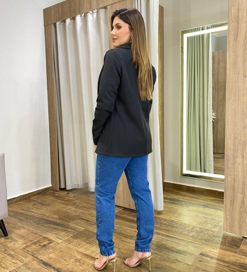 Blazer Feminino Manga Longa Alfaiataria Catarina Preto - Fernanda Ramos Store