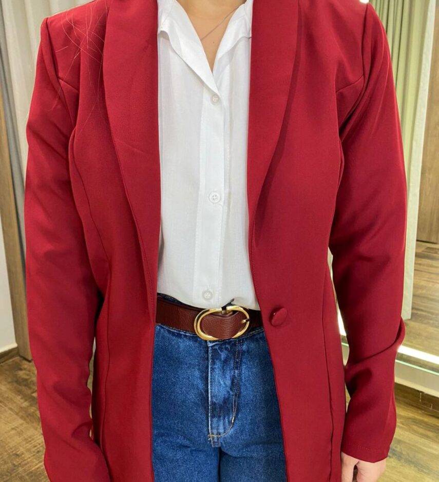 Blazer Feminino Manga Longa Alfaiataria Catarina Vinho - Fernanda Ramos Store