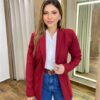 Blazer Feminino Manga Longa Alfaiataria Catarina Vinho - Fernanda Ramos Store