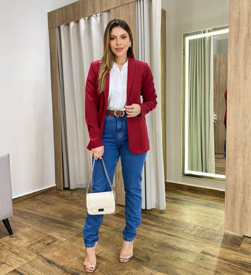 Blazer Feminino Manga Longa Alfaiataria Catarina Vinho - Fernanda Ramos Store