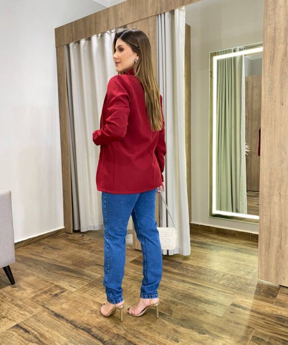 Blazer Feminino Manga Longa Alfaiataria Catarina Vinho - Fernanda Ramos Store